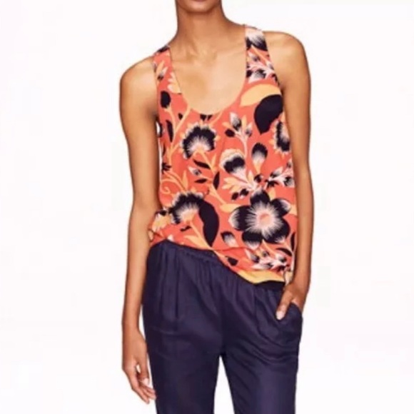 J. Crew Tops - J.Crew Hibiscus Twist Back Halter Top A7488